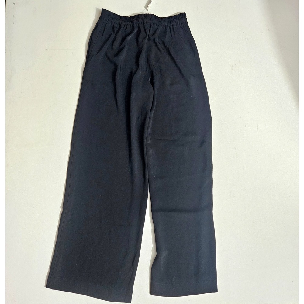 Madewell Pull On Straight Pants in Crepe True Black Relaxed Size Small NT309 - Picture 2 of 4